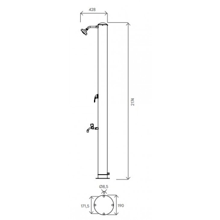 Dus solar 28 L, inox, negru mat
